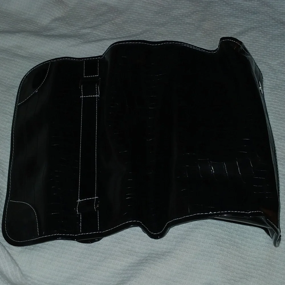 Lancome faux black alligator roll up makeup case